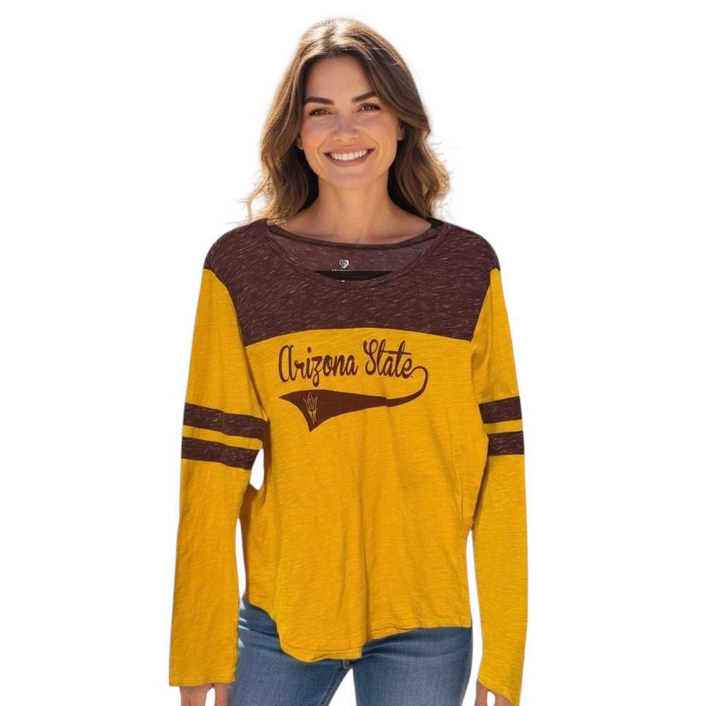 Arizona State University Women's Gold and Burgundy Top, Size Large